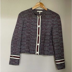 Maje Tweed Jacket Sz 36 Red Black